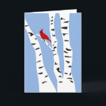Cardinal and Winter Birch Holiday Card<br><div class="desc">Whimsical cardinal and wintry birch design.</div>