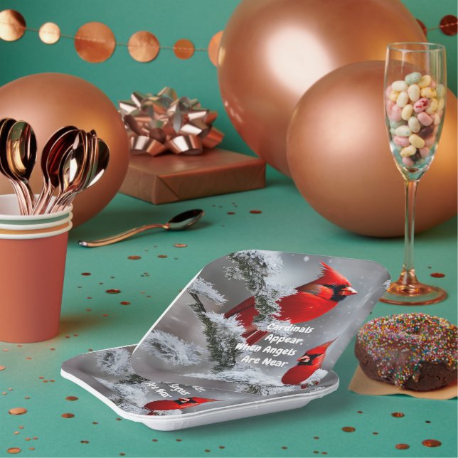 Cardinal Appear Angels Near Remembrance Paper Plate (Multi)