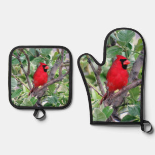Cardinal - Backyard Bird Series -  Oven Mitt & Pot Holder Set