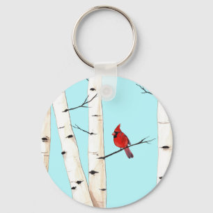 Cardinal Birch Tree Key Ring