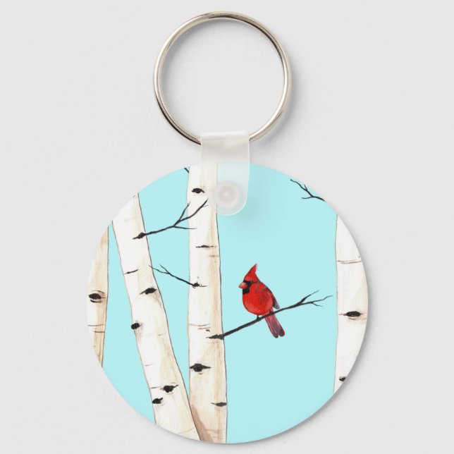 Cardinal Birch Tree Key Ring (Front)
