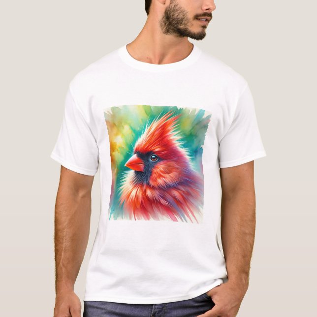 Cardinal Bird 300724AREF129 - Watercolor T-Shirt (Front)