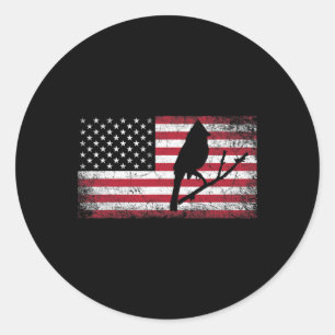 Cardinal Bird 4th Of July American Flag America Pa Classic Round Sticker