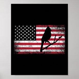 Cardinal Bird 4th Of July American Flag America Pa Poster