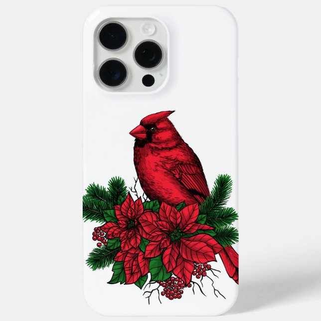 Cardinal bird, Christmas illustration Case-Mate iPhone Case (Back)