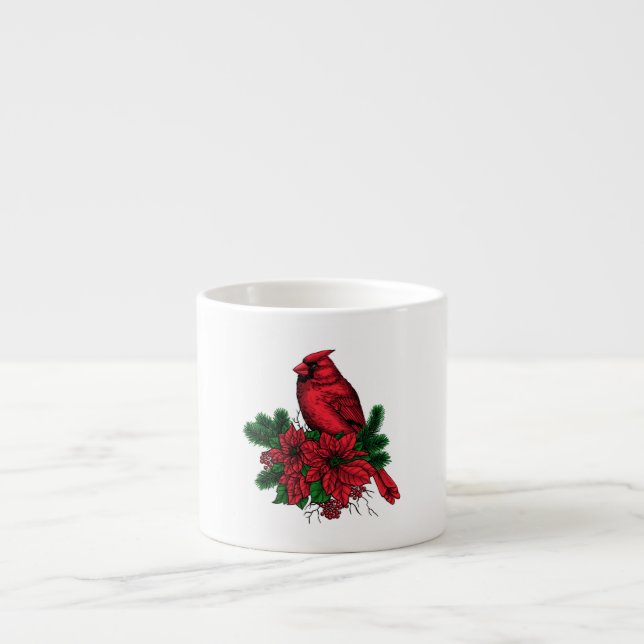 Cardinal bird, Christmas illustration Espresso Cup (Front)