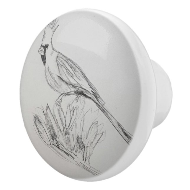 Cardinal Bird Custom Ceramic Knob (Right)