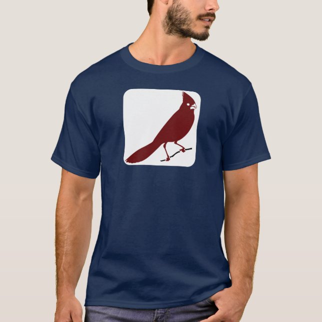 Cardinal Bird In White Square T-Shirt (Front)