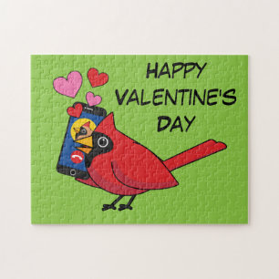 Cardinal Bird Love Mating Calls Add Your Text Jigsaw Puzzle