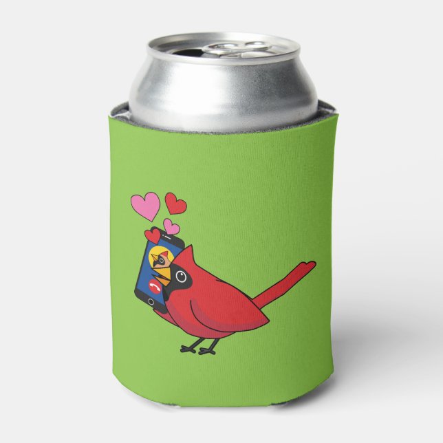 Cardinal Bird Love Mating Calls Can Cooler (Can Front)