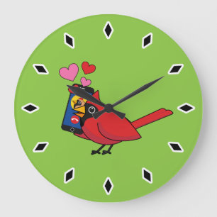 Cardinal Bird Love Mating Calls Large Clock