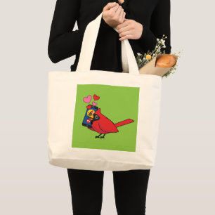 Cardinal Bird Love Mating Calls Large Tote Bag