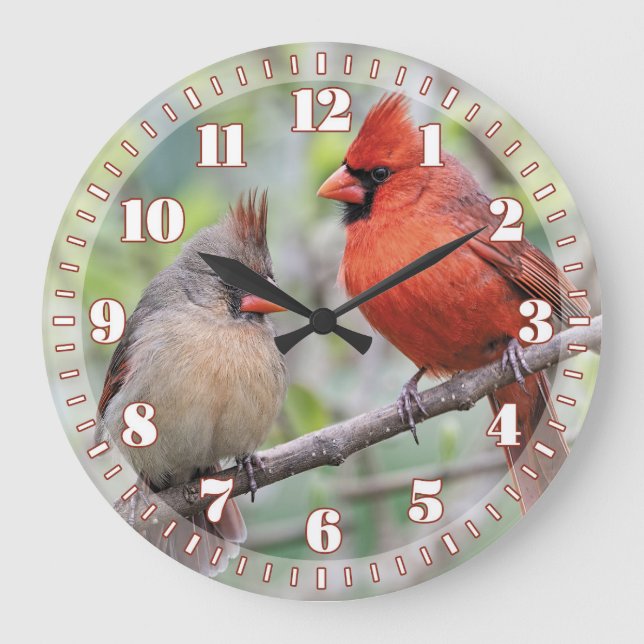 Cardinal Bird Pair Wall Clock (Front)