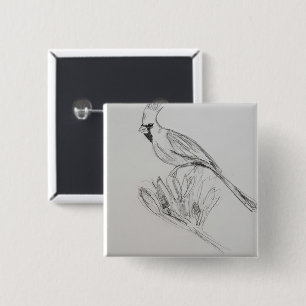 Cardinal bird pin badge