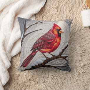 Cardinal Bird Quilt & Throw Pillow – Red Cardinal 