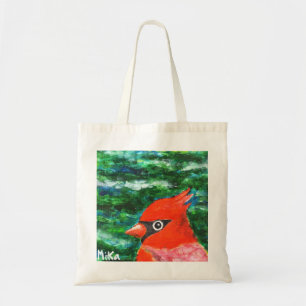 Cardinal Bird Red Christmas Holiday Bird Folk Art  Tote Bag