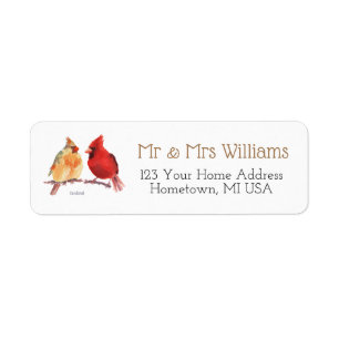Cardinal Bird Return Address Label