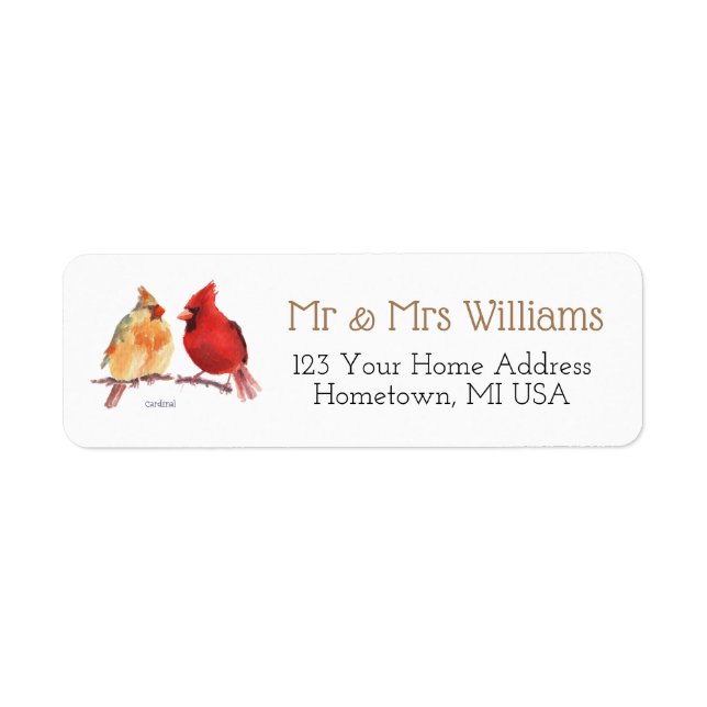 Cardinal Bird Return Address Label (Front)
