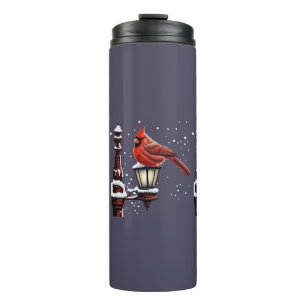 Cardinal Bird Sat On A Snow Covered Street Lantern Thermal Tumbler