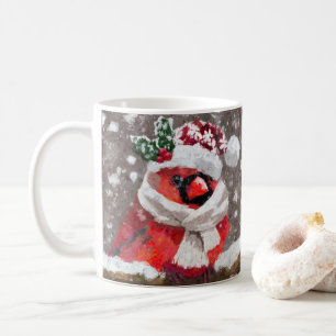 Cardinal Bird Scarf Hat Snow Christmas Seasonal Coffee Mug