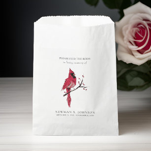 Cardinal Bird Seed Packet Funeral Memorial Favour Bag