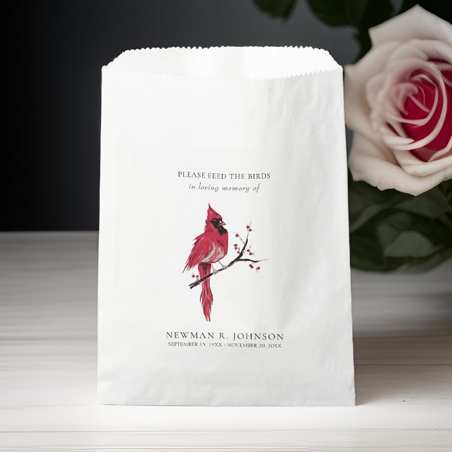 Cardinal Bird Seed Packet Funeral Memorial Favour Bag (Creator Uploaded)