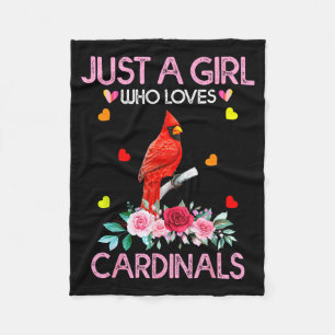 Cardinal Bird Tee For Women Just A Girl Who Loves Fleece Blanket