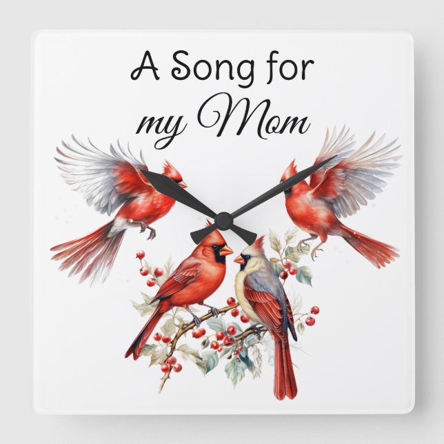 Cardinal Bird Wall Clock (Front)