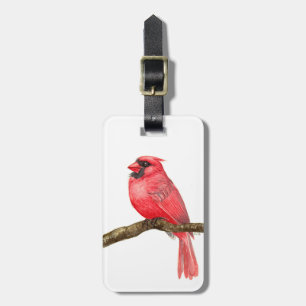 Cardinal bird watercolor luggage tag