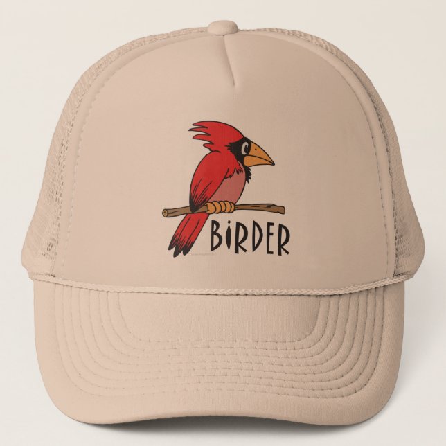 Cardinal Birder, Ornithology, Bird Watching Trucker Hat (Front)