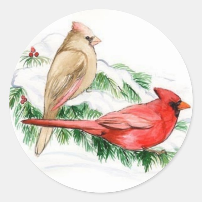 Cardinal Birds Art Sticker (Front)