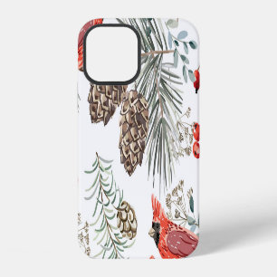 Cardinal Birds Christmas Vintage Pattern iPhone 12 Case