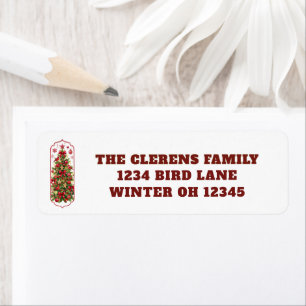 Cardinal Birds Decorated Trees Return Address Label