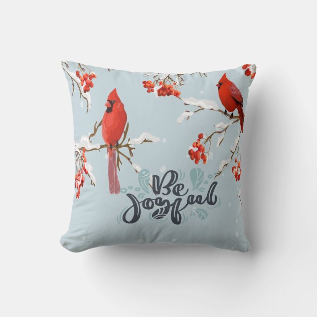 Cardinal Birds Tree Snow Cushion (Front)