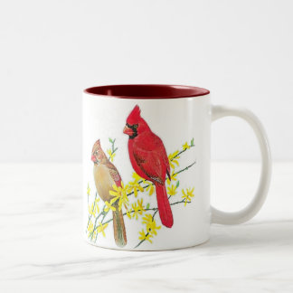 CARDINAL BIRDS Two-Tone COFFEE MUG