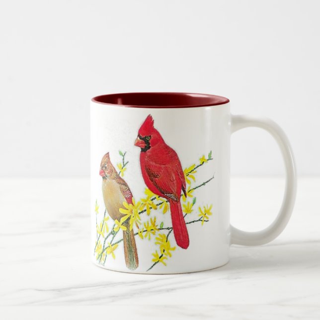 CARDINAL BIRDS Two-Tone COFFEE MUG (Right)
