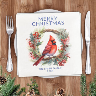 Cardinal Blue Christmas Party Napkin