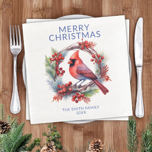 Cardinal Blue Christmas Party Napkin