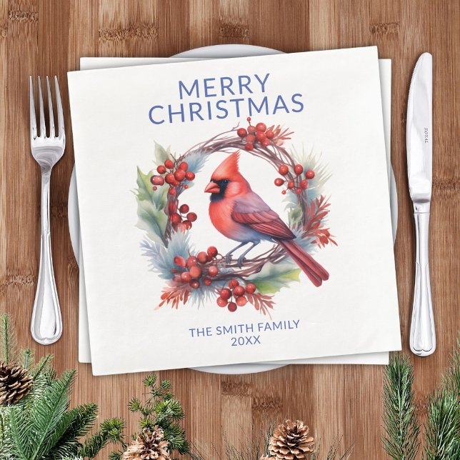 Cardinal Blue Christmas Party Napkin (Creator Uploaded)
