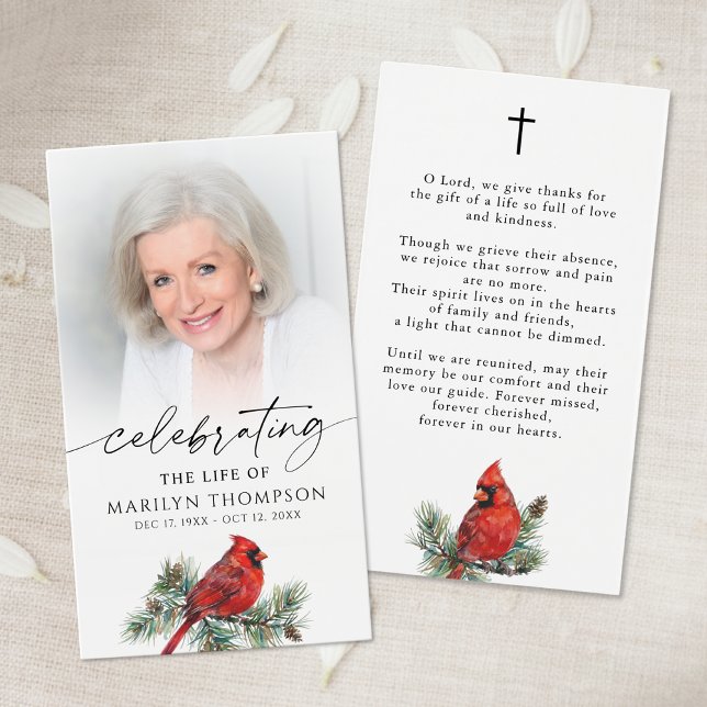 Cardinal Celebration of Life Cross Prayer Card (Creator Uploaded)