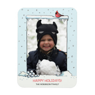 Cardinal Christmas card, Cartoon Cardinal photo  Magnet