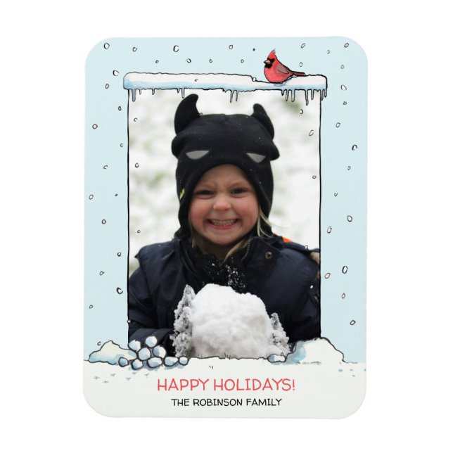 Cardinal Christmas card, Cartoon Cardinal photo  Magnet (Vertical)