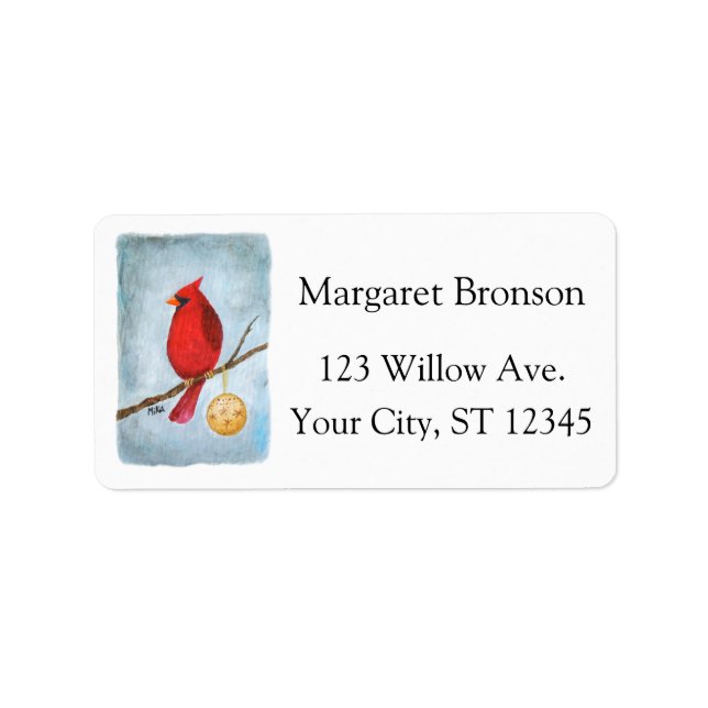 Cardinal Christmas Card Custom Return Address Label (Front)