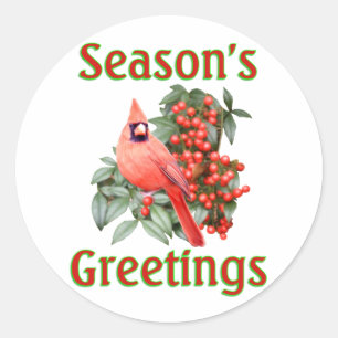 Cardinal Christmas Classic Round Sticker