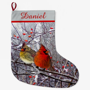 Cardinal Christmas Large Christmas Stocking