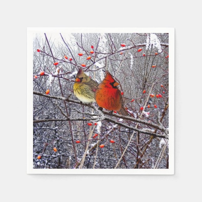 Cardinal Christmas Paper Napkins (Front)