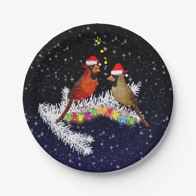 Cardinal Christmas Paper Plate (Front)