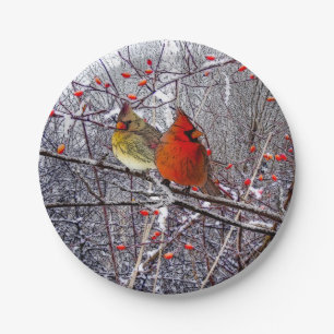 Cardinal Christmas Paper Plates
