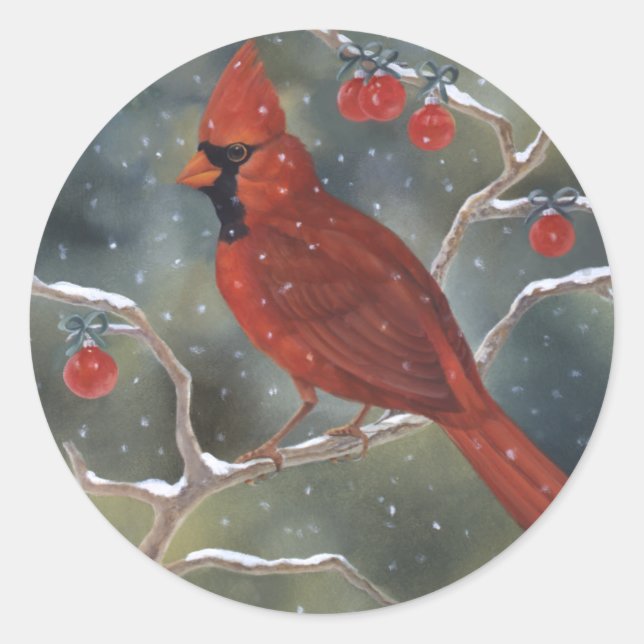 Cardinal Christmas Sticker (Front)