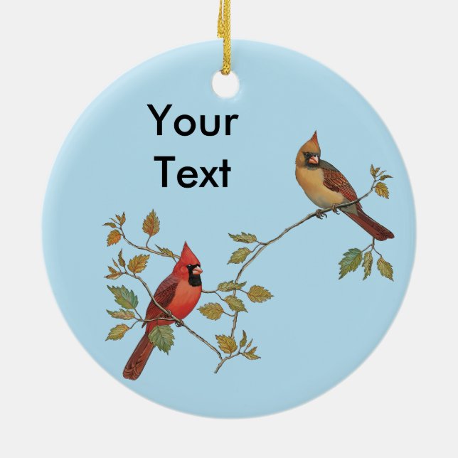 Cardinal Couple Ceramic Ornament (Back)